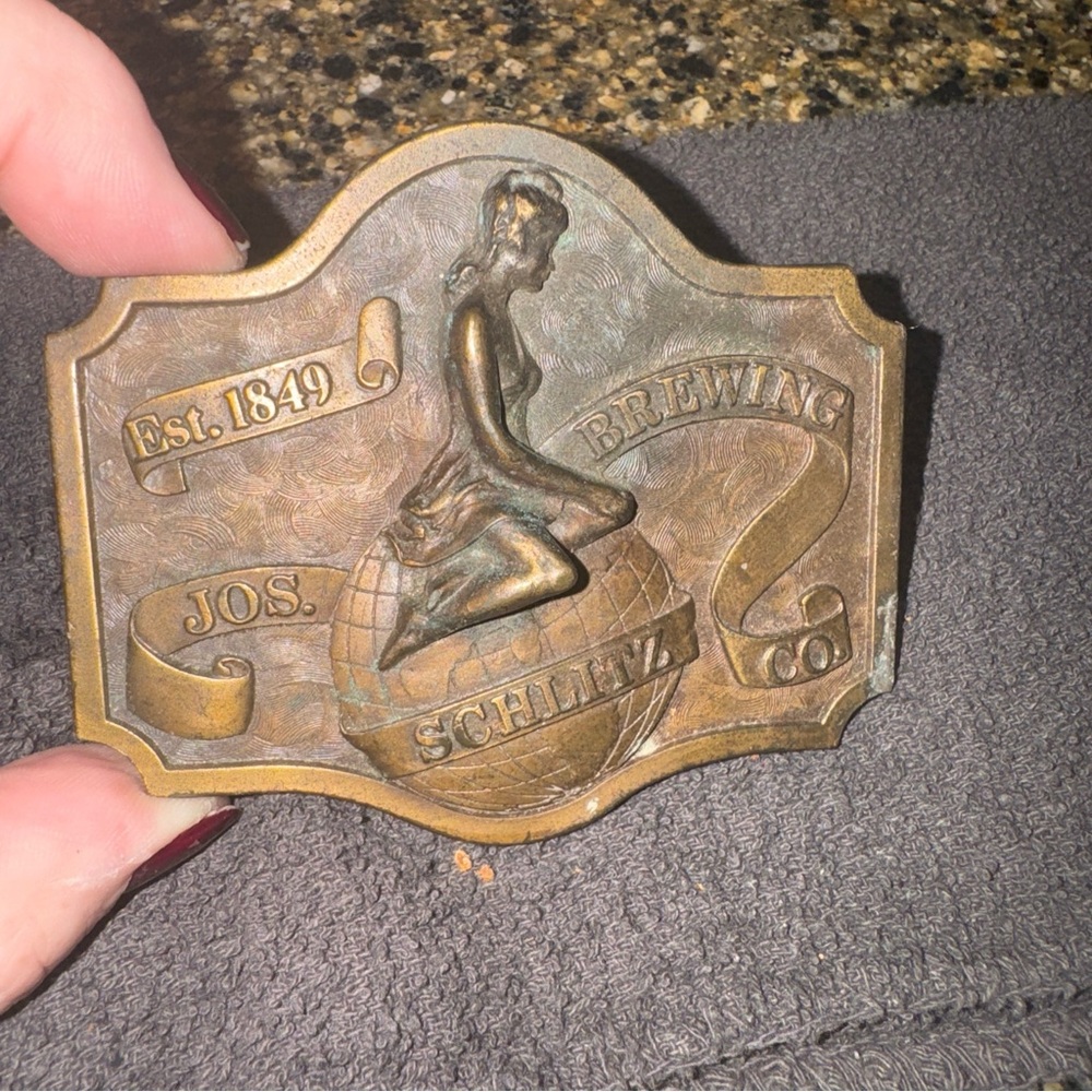 1977 Schlitz Brass Belt-buckle from Bergamot Brass Works